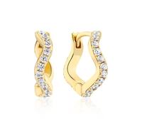 Sif Jakobs Ellera Waves Medio Sterling Silver Yellow Gold Plated Cubic Zirconia Twisted Hoop Earrings