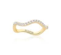 Sif Jakobs Ellera Waves Sterling Silver Yellow Gold Plated Cubic Zirconia Wave Ring (Size O-P)