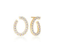 Sif Jakobs Ellisse Ovale Earrings 18 ct. Goldplated Silver SJ-E2321-CZ-YG - Woman - 925 Sterling Silver Gold/White