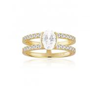 Sif Jakobs White Zirconia Ellisse Carezza Piccolo Ring SJ-R2357-CZ-YG - - Size 56 - 18k Gold Plated / White Zirconia