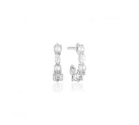 Sif Jakobs White Zirconia Freshwater Pearl Adria Creolo Piccolo Earrings - Sterling Silver / Zirconia / Freshwater Pearl
