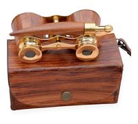 SIFAAT WORLD Vintage Opera Glasses with Handle - Decorative Theatre Binoculars, Solid Brass & Wood Finish, Compact Classic Opera Viewing Accessory, Gift for Theatre Lovers (No Zoom, No Magnification)
