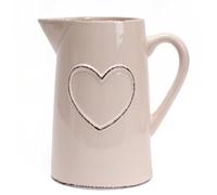 Sifcon Ceramic Cream Heart Embossed Jug with Handle