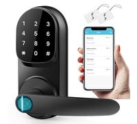 Sifely Keyless Entry Smart Lock - Fingerprint & Keypad Access, Front Door Handle, Black