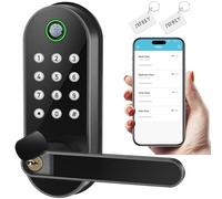 Sifely Smart Lock for Front Door, Fingerprint & Keypad Entry, Black
