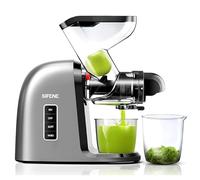 SiFENE Cold Press Juicer Machine, Wide Dual Feed Chute Slow Masticating Juicer, Anti-Clog Function, Easy Clean Juice Extractor for Whole Large Fruits & Vegetables (Black)