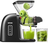 SiFENE Cold Press Juicer Machine, Wide Dual Feed Chute Slow Masticating Juicer, Anti-Clog Function, Easy Clean Juice Extractor for Whole Large Fruits & Vegetables (Black)