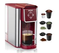 SIFENE single serve coffee machine 3-in-1 pod coffee maker for k-pod capsule ground and leaf tea with 6-10oz cup size 50oz removable water reservoir red