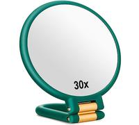 Sifolo 30x Magnifying Mirror, Travel Hand Mirrors with Handle - Double Side Handheld Mirror with 1X 30X Magnification & Adjustable Handle/Stand, Hand Held Foldable Travel Mirror for Makeup(Army Green)