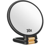Sifolo 30x Magnifying Mirror, Travel Hand Mirrors with Handle - Double Side Handheld Mirror with 1X 30X Magnification & Adjustable Handle/Stand, Hand Held Foldable Travel Mirror for Makeup(Black)