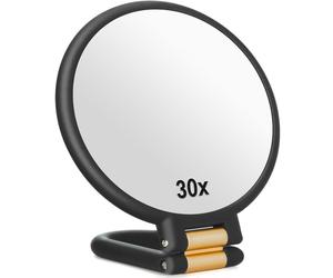 Sifolo 30x Magnifying Mirror Travel Hand Mirrors with Handle - Double Side Handheld Mirror with 1X 30X Magnification & Adjustable Handle/St
