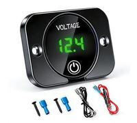 SIGANDG Battery Voltage Gauge DC 12V 24V Volt Meter Digital LED Voltmeter, for Car Boat Marine Vehicle Motorcycle Truck Camper ATV with green Light Digital Screen Touch Display Panel