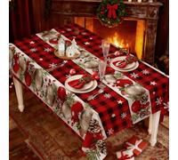 SIGANDG Christmas Red Plaid Tablecloth Rectangular 140x200cm - Washable & Stain-Resistant Winter Table Cover for Banquets, Catering, and Festive Celebrations