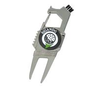 SIGANDG Unisex's 7-in-1 Divot Repair Tool Zinc alloy golf ball fork With magnetic ball mark A variety of functions golf green fork(silver)