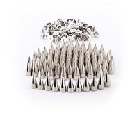 Siganorpy 100pcs Screw Back Bullet Stud Spike Belt Bag Leather Craft Clothes Rivet, Silver