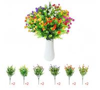Siganorpy 12 Bundles Artificial Outdoor Flowers, UV Resistant Fake Flowers for Home Decoration, No Fade Faux Plastic Plants for Hanging Garden Porch Window Box Decor（6 Color ）