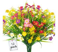 Siganorpy 12 Bundles of 6 Colors Artificial Flowers,UV-Resistant Artificial Plants, Faux Daisy Flower Shrubs Plants Indoor Outdoor Hanging Planter Kitchen Home Wedding Office Garden Decor