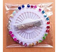 Siganorpy 30pcs Colorful Crystal Hijab Scarf Pins with Safety Caps - Tailor Sewing Snag-Free Brooch (Colorful) (BZ-01)