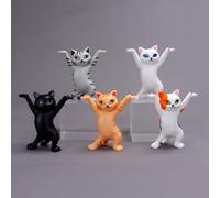 Siganorpy 5Pcs Dancing Cat Holder Cat Doll Stand Ornaments for The Home, Doll Pen Holder Bracket Cake Decorations Interesting Gifts Ornaments Lovers