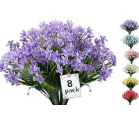 Siganorpy 8 Pcs Artificial Daffodils Flowers Outdoor Table Vase Artificial Flowers Resistant Fake Flowers Faux Flowers Shrubs for Indoor Outside Garden Porch Window Box Home Decoration (Purple)