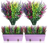 Siganorpy Artificial Lavender Flowers Plants 12 Pieces, Lifelike UV Resistant Fake Shrubs Greenery Bushes Bouquet to Brighten up Your Home Kitchen Garden Indoor Outdoor Decor (Mixed Color)