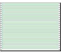 SIGEL 12371 Music Ruled Listing Paper, 12" x 375 mm, 1-part, 60 gsm, 1/6" green bar, 2000 sheets