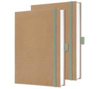 Sigel 2 Pack A5 Notebook Blank with 100g Thick Paper, Kraft Hardcover, 192 Pages, Pure Mint, Vegan, Durable Paper JN841
