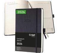 SIGEL C2611 Daily planner Conceptum 2026-1 year - approx. A6 - black - 1 page = 1 day - hardcover - 80 gsm - 400 p. - PEFC-certified