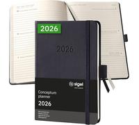 SIGEL C2623 Weekly planner Conceptum 2026-1 year - approx. A6 - black - 2 pages = 1 week - softcover - 80 gsm - 176 p. - PEFC-certified