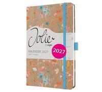 SIGEL 7J807 Weekly planner Jolie 2027-1 year - approx. A5 - Blue Floral Serenity - 2 pages = 1 week - hardcover - 80 gsm - brown/blue/red/orange - 174 p. - FSC-certified