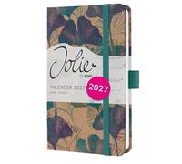 SIGEL 7J808 Weekly planner Jolie 2027-1 year - approx. A6 - Moonlight Ginkgo - 2 pages = 1 week - hardcover - 80 gsm - brown/blue/turquoise - 174 p. - FSC-certified