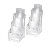 SIGEL Acrylic Tabletop brochure Holder 13 x 29 cm - Pack of 2 | LH133, tabletop or wall-mounted, 3 compartments, permanently UV-resistant, clear acrylic