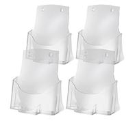 Sigel Acrylic tabletop brochure holder 24 x 29 cm - pack of 4 | LH111, tabletop or wall-mounted, business card compartment, UV-resistant, clear acrylic