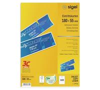 SIGEL LP714 Printable Admission Tickets with stub, 18 x 5,5 cm, 225 gsm, 100 Pieces equal to 20 sheets