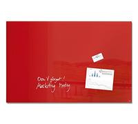 SIGEL Artverum Glass Magnetic Board 100 x 65 cm | GL142, glossy surface, safety glass, 3 neodymium magnets, red