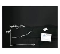 SIGEL Artverum Glass Magnetic Board 120 x 90 cm | GL210, glossy surface, safety glass, 2 neodymium magnets, black