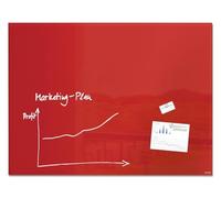 SIGEL Artverum Glass Magnetic Board 120 x 90 cm | GL212, glossy surface, safety glass, 2 neodymium magnets, red