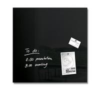 SIGEL Artverum Glass Magnetic Board 48 x 48 cm | GL110, glossy surface, safety glass, easy installation, includes 3 neodymium magnets, black