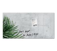 SIGEL Artverum Glass Magnetic Board 91 x 46 cm | GL288, glossy surface, safety glass, 3 neodymium magnets, grey/green