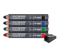 SIGEL BA013 Board markers - wipeable with a damp or dry cloth - black/blue/green/red - cone-shaped - 1-5 mm - 4 pcs in set - for whiteboards
