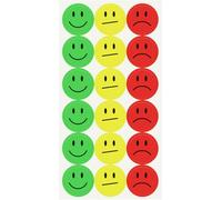 SIGEL BA172 Adhesive Dot Stickers, smiley emojis, made of film, Ø 2 cm, Red/Yellow/Green, 180 Pieces