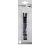 SIGEL BA177 Chalk Marker 20, round-tip 1-2 mm, Black, 2 Pieces