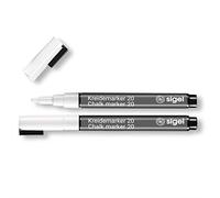 SIGEL BA178 Chalk Marker 20, round-tip 1-2 mm, White, 2 Pieces