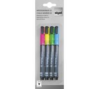SIGEL BA179 Chalk Marker 20, round-tip 1-2 mm, Pink/Green/Yellow/Blue, 4 Pieces
