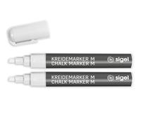 SIGEL BA184 Chalk Marker 50, chisel tip 1-5 mm, White, 2 Pieces