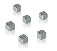 SIGEL BA192 Neodymium magnet, 1 x 1 x 1 cm, cube, C5 "strong" (N42), for Glass magnetic Boards, silver, 6 Pieces