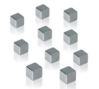 SIGEL BA193 Neodymium magnet, 1 x 1 x 1 cm, cube, C5 "strong" (N42), for Glass magnetic Boards, silver, 10 Pieces