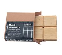 SIGEL BA211 Set of 4 powerful magnets, in wood, square, neodymium N42, 3.3 x 3.3 cm, Beige