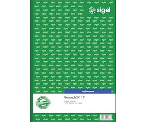 Sigel BO111 Ticket Book A4 2 x 50 Sheets 1000 Tickets with Carbon Paper Light Green