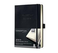 Sigel C1901 Academic Calendar 2018-2019, 18 months, approx. A5, hardcover, black, CONCEPTUM